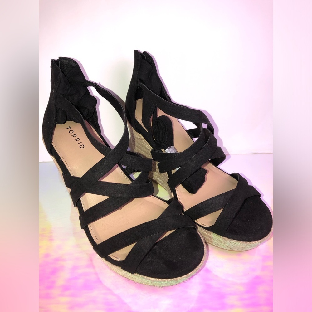 Torrid Black Strappy Wedge Sandals - Picture 8 of 16